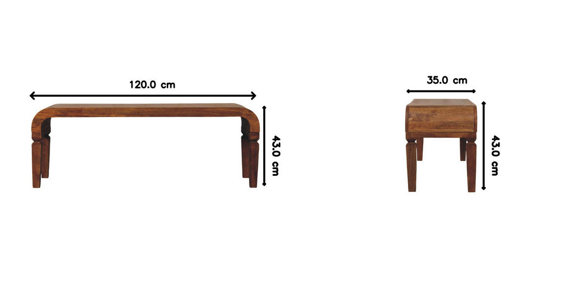 LAVICE s povrchovou úpravou medová karamelová, 2 dvojité sedáky, hnědá. - hnědá, dřevo (35/120/43cm) - Artisan Furniture