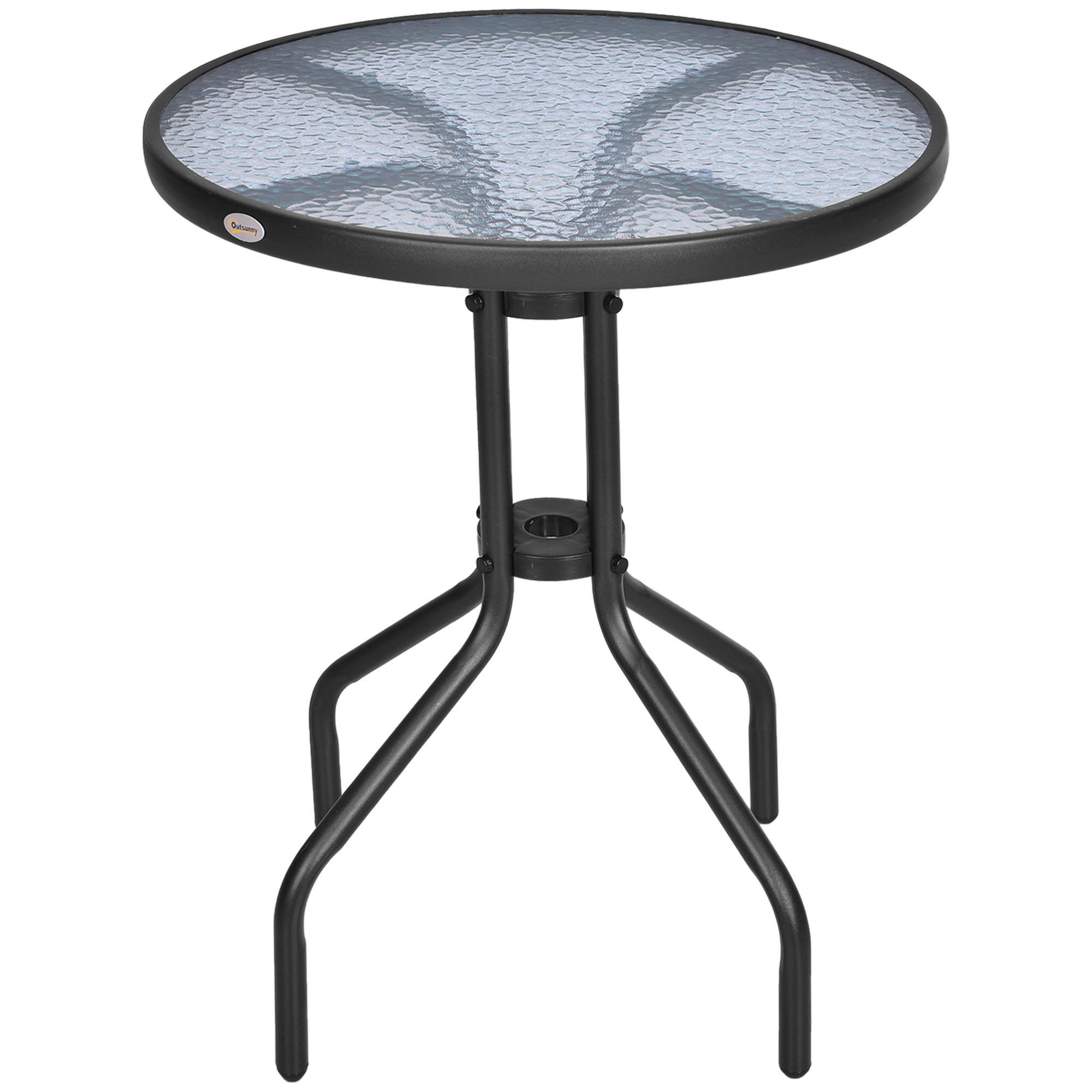 GARTENTISCH, Schwarz, Metall - Ahornfarben/Schwarz, Kunststoff/Metall (60/60/70cm) - Outsunny