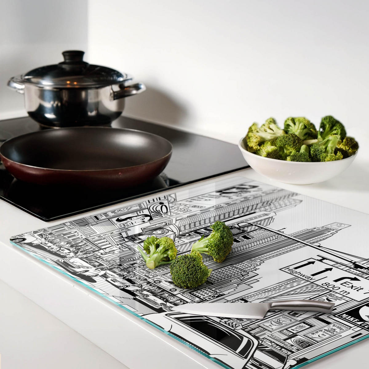 GLASPLATTE 60x52 cm Straßen von New York - Schwarz, Glas (60/0.4/52cm) - TULUP