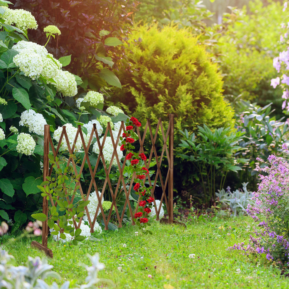 RANKGITTER - Hellbraun, Holz (275/90/28cm) - Relaxdays