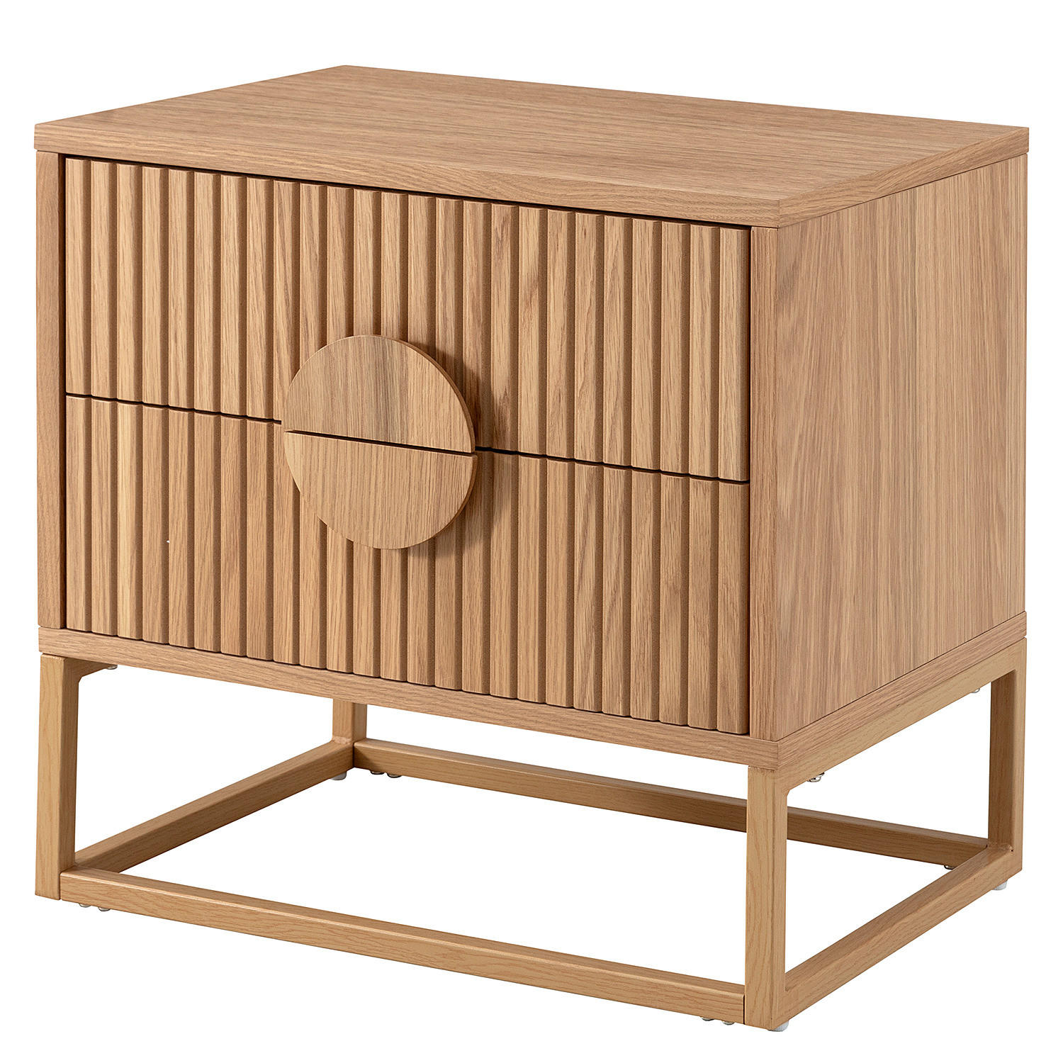 NACHTKOMMODE - Echholzfurnier, Eiche - Eichefarben, Holzwerkstoff (55/55/40cm) - home24