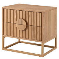 NACHTKOMMODE - Echholzfurnier, Eiche - Eichefarben, Holzwerkstoff (55/55/40cm) - home24