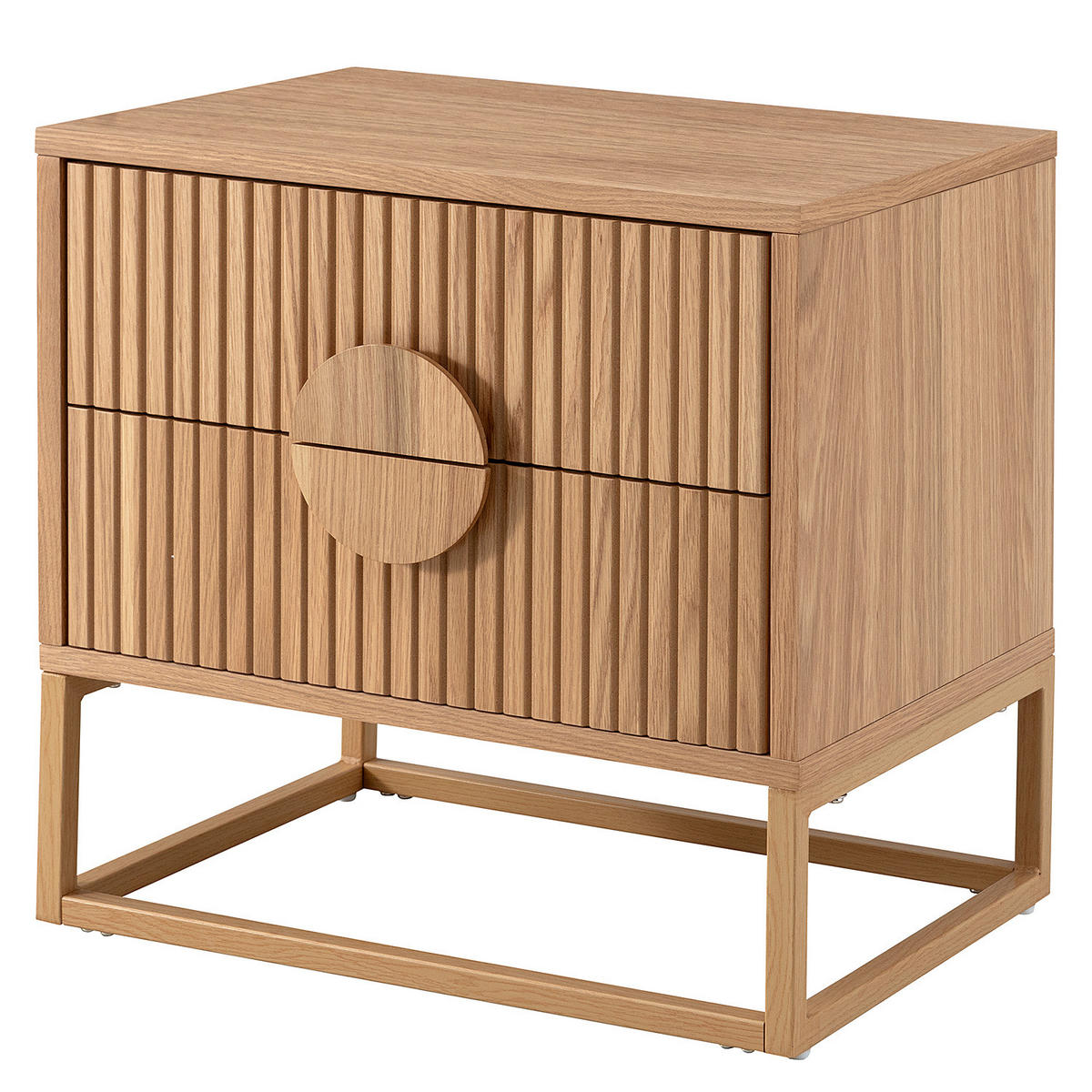 NACHTKOMMODE - Echholzfurnier, Eiche - Eichefarben, Holzwerkstoff (55/55/40cm) - home24