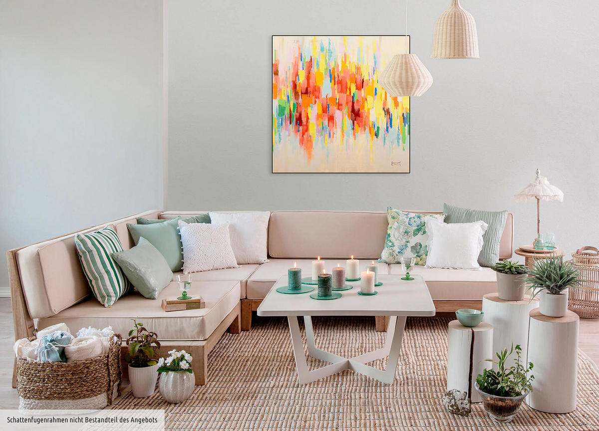 ACRYLBILD HANDGEMALT 80/80 cm - Beige/Multicolor, Holz/Textil (1.68/80cm) - KUNSTLOFT