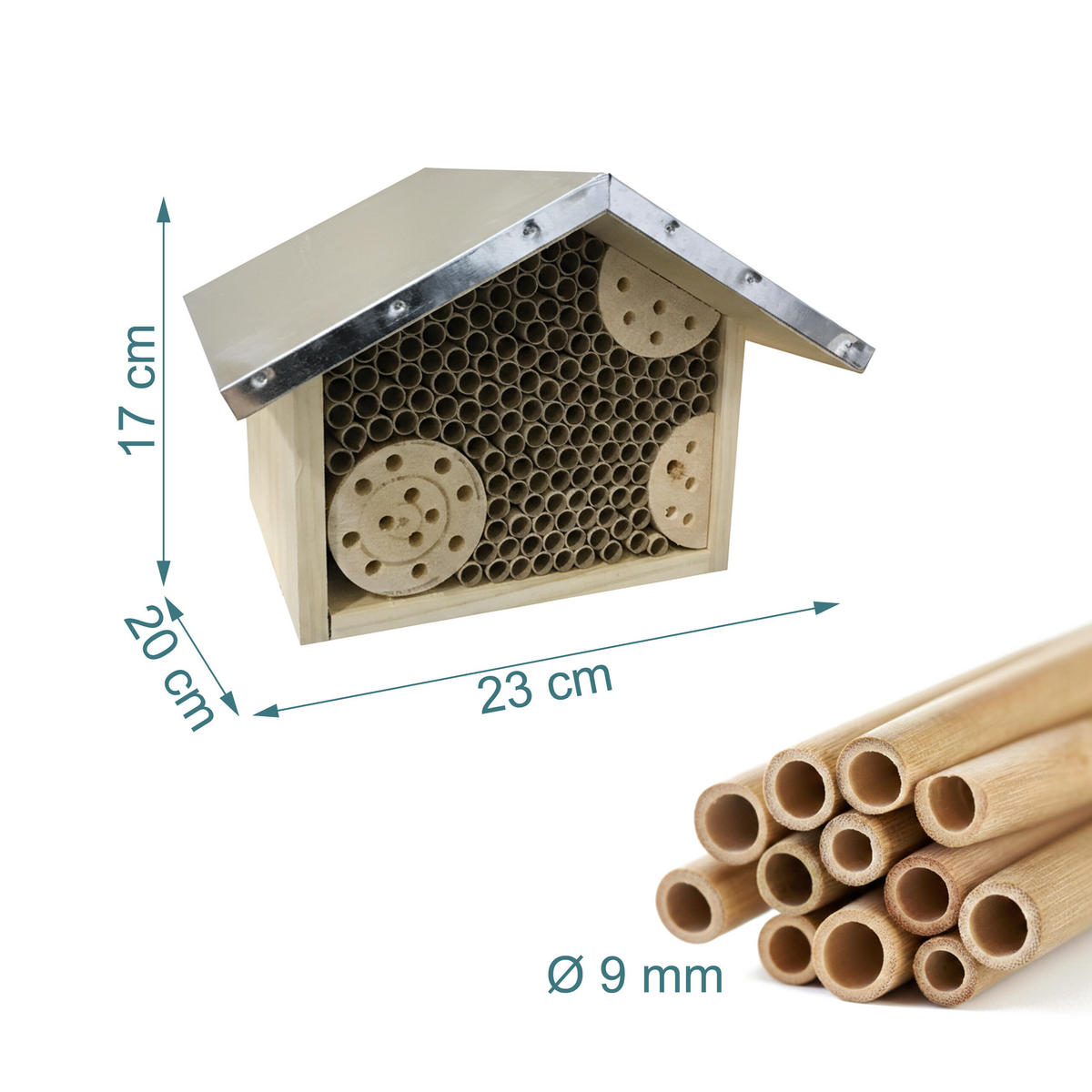 BIENENHOTEL - Hellbraun, Holz/Papier (23/17/20cm) - Relaxdays