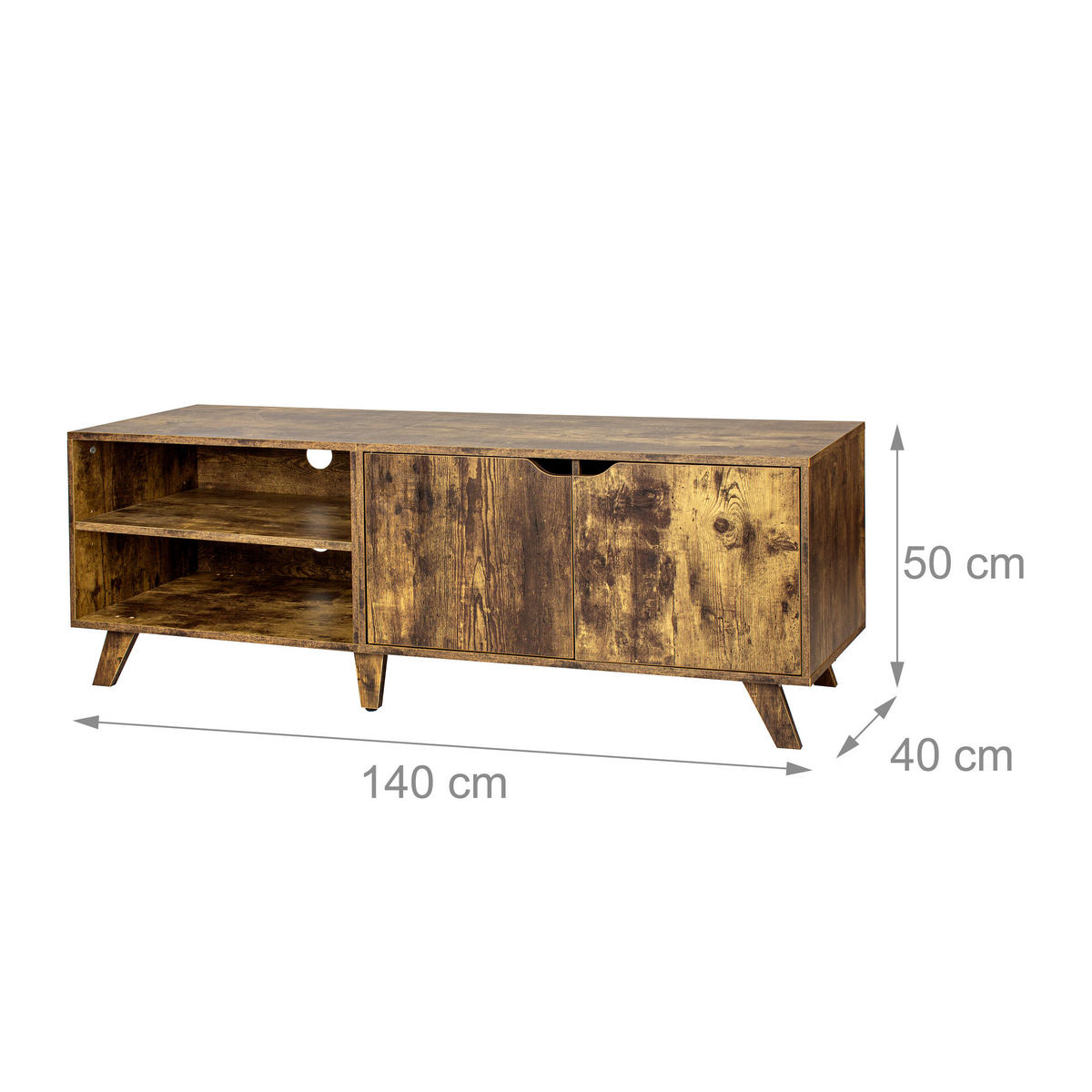 TV-LOWBOARD - Braun, Holzwerkstoff (140/50/40cm) - Relaxdays