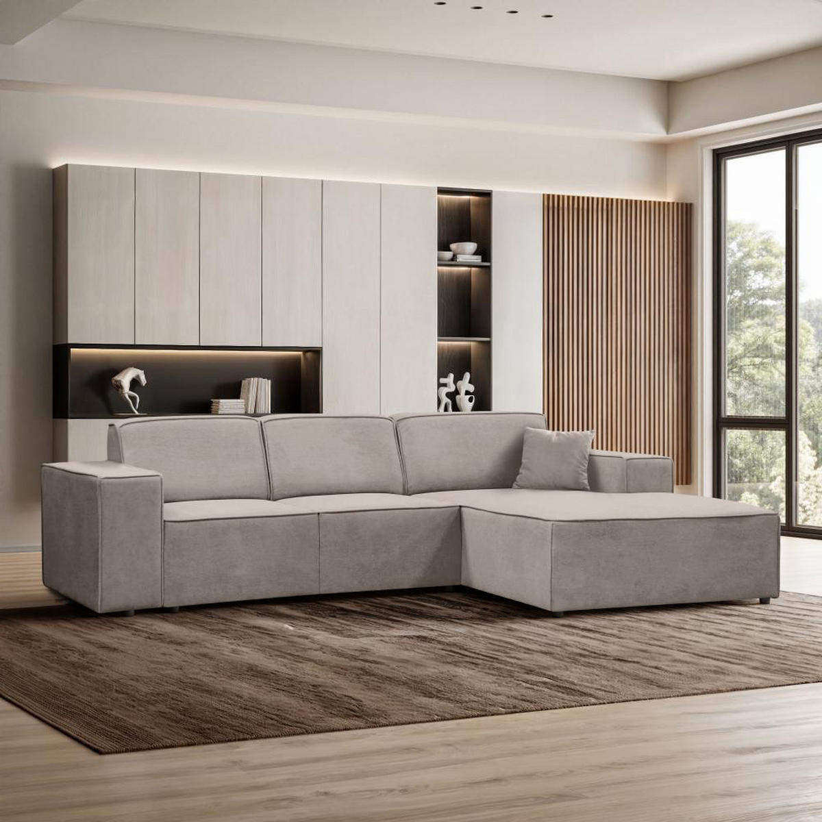 ECKSOFA ohne Schlaffunktion Pedro L cappuccino rechts - Schwarz/Cappuccino, Kunststoff/Textil (267/170cm) - Beautysofa