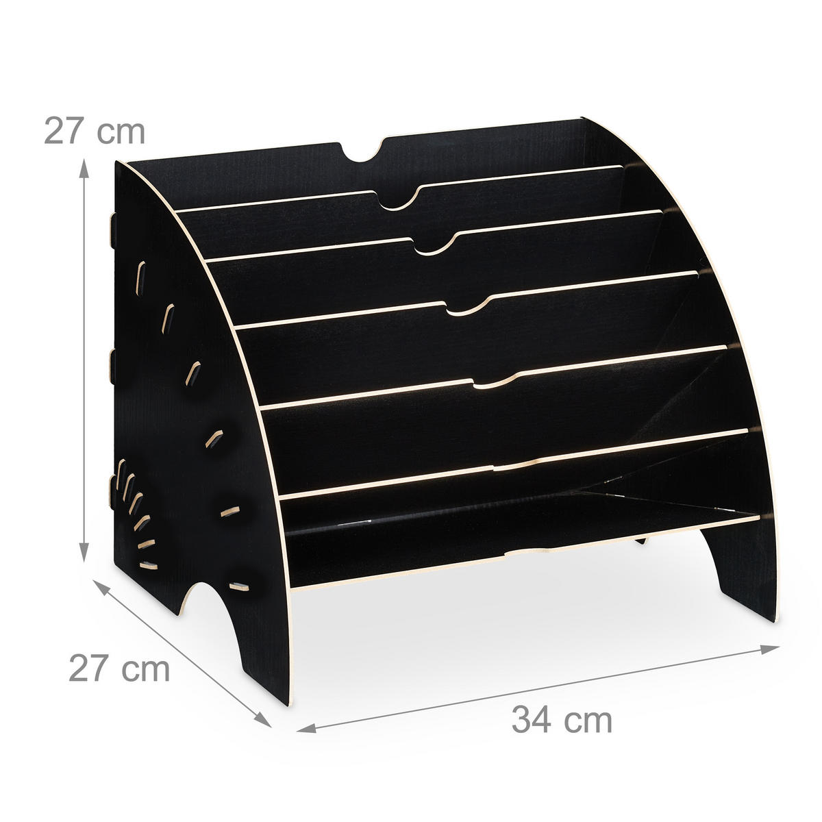 ULOŽENIE dokumentov - čierna, kompozitné drevo (34/27/27cm) - Relaxdays