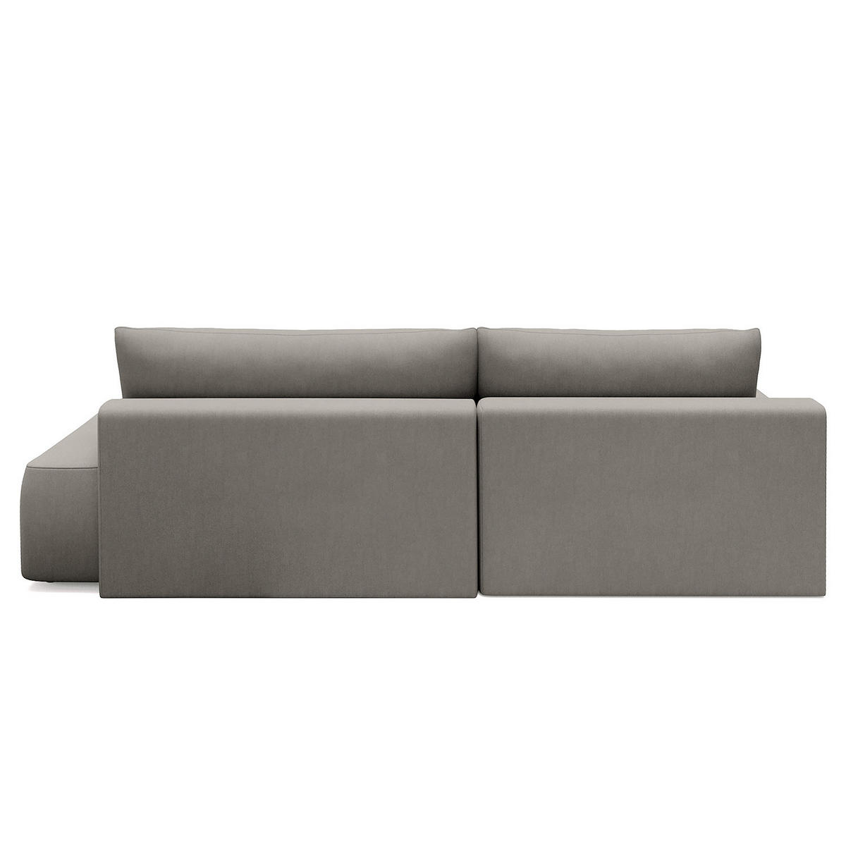 ECKSOFA mit Schlaffunktion - Longchair - Hellgrau/Schwarz, Kunststoff/Textil (253/167cm) - home24