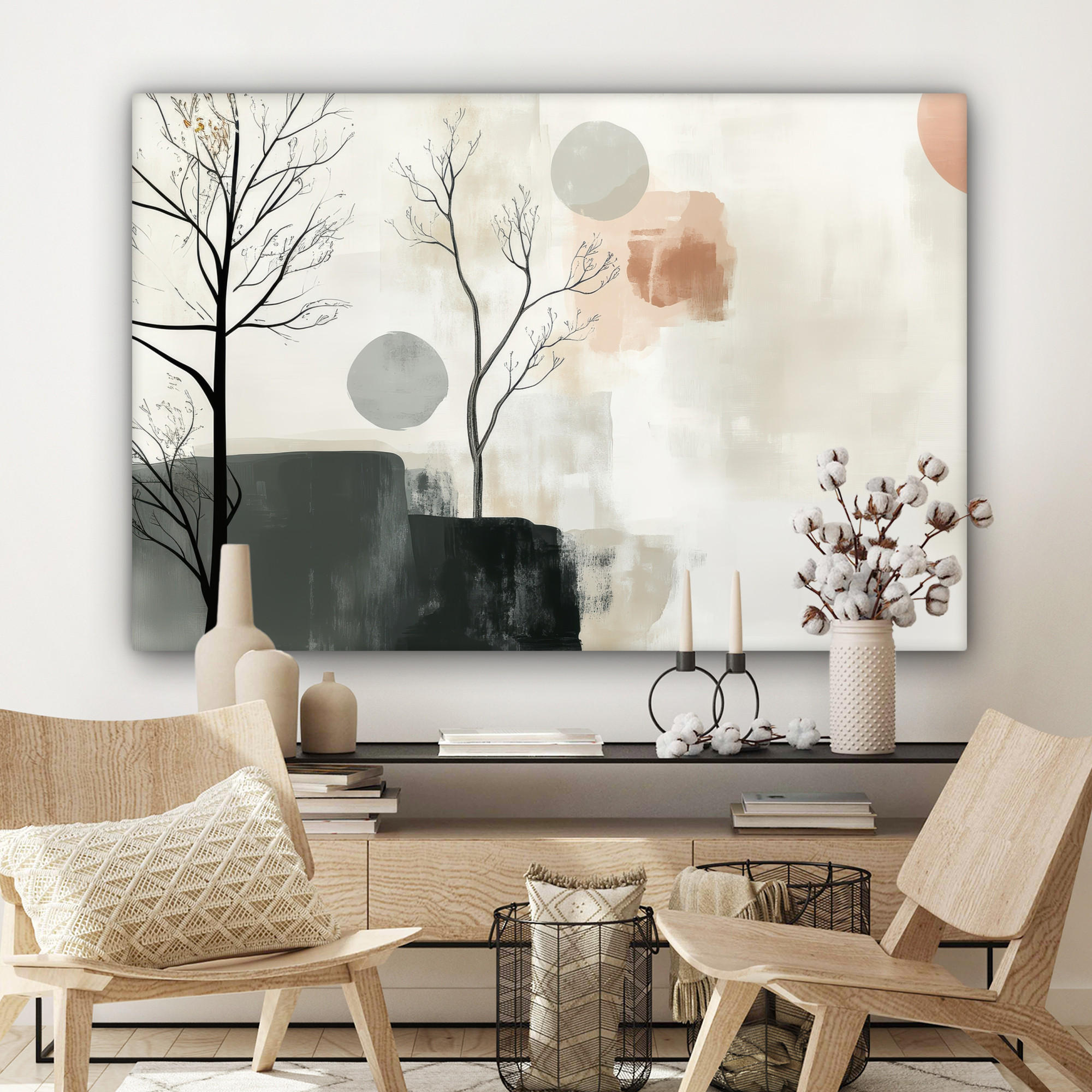 LEINWANDBILD Wabi sabi - Beige - Pflanze XXL 150x100 cm - Sandfarben, Textil (150/100cm) - MuchoWow