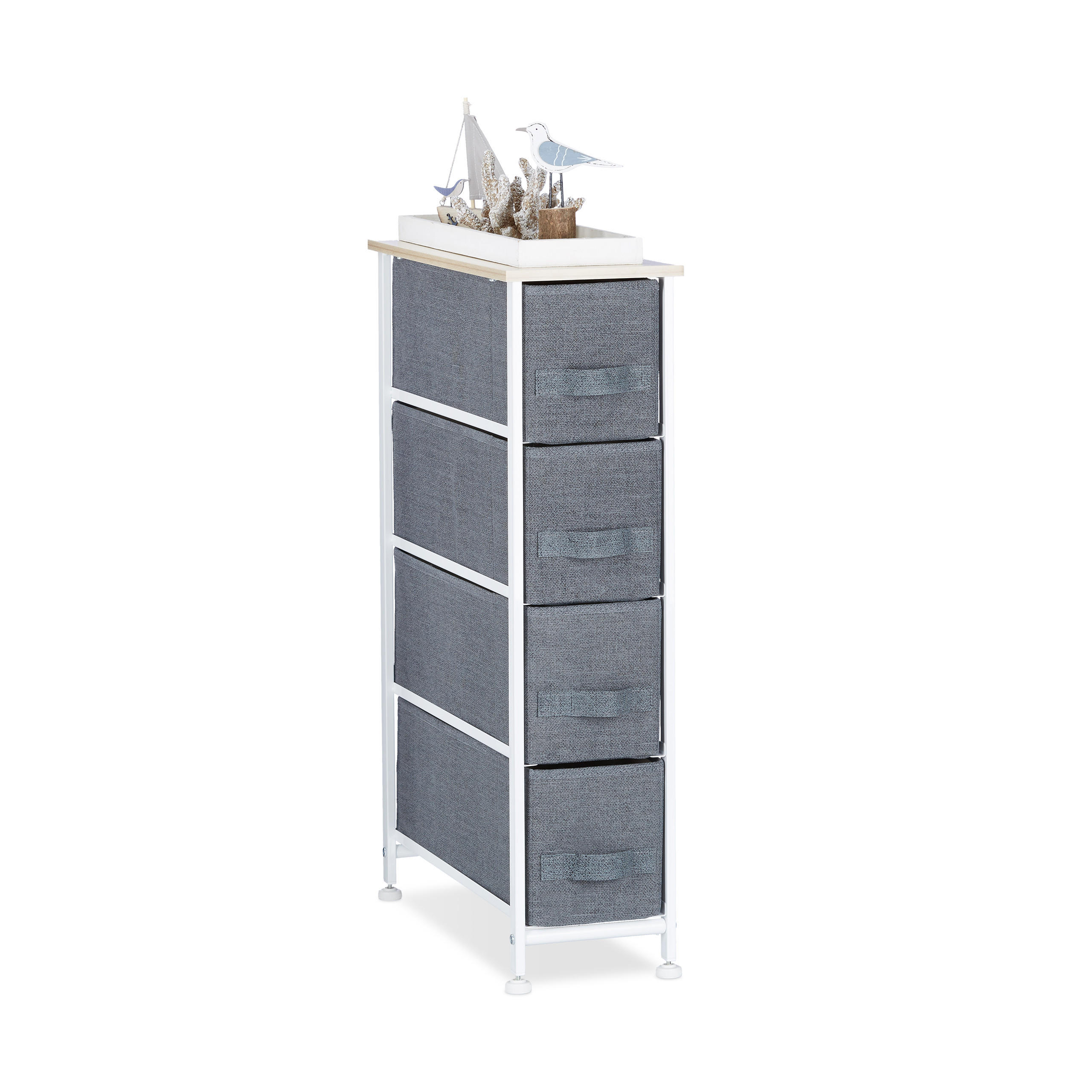 REGALSYSTEM - Grau, Holzwerkstoff/Textil (20/76/48cm) - Relaxdays