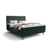 BOXBETT NARA mit Matratze H3, Bonell und Topper 180x200 POSO 014 - Dunkelgrün, Textil (180/200cm) - Bedante