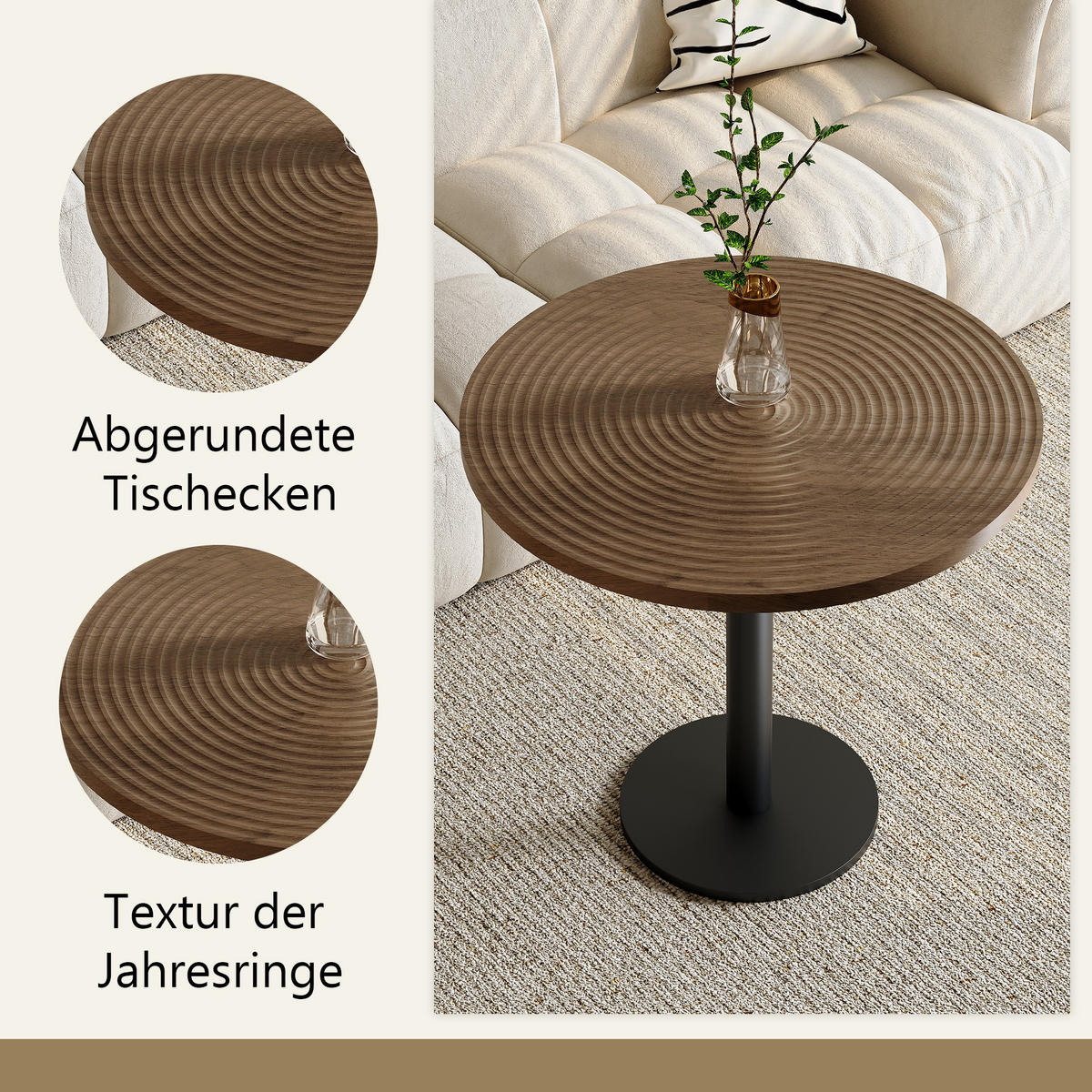 JÍDELNÍ STŮL Kulatý tulipánový stůl Ø 80 cm v dekoru dřeva - přírodní, kov/kompozitní dřevo (80/80/76cm) - Urban Meuble