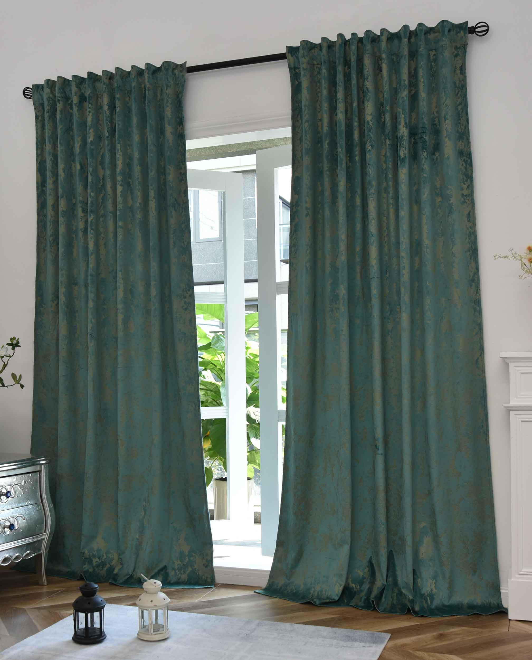 VORHANG 2ER SET MILANO STAR HxB 245x140 cm Grün Gold - Türkis, Textil (140/245cm) - Gardinenbox