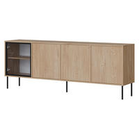 SIDEBOARD Domi 200 4D - Eichefarben/Schwarz, Holzwerkstoff/Metall (200/75/40cm) - MIRJAN24