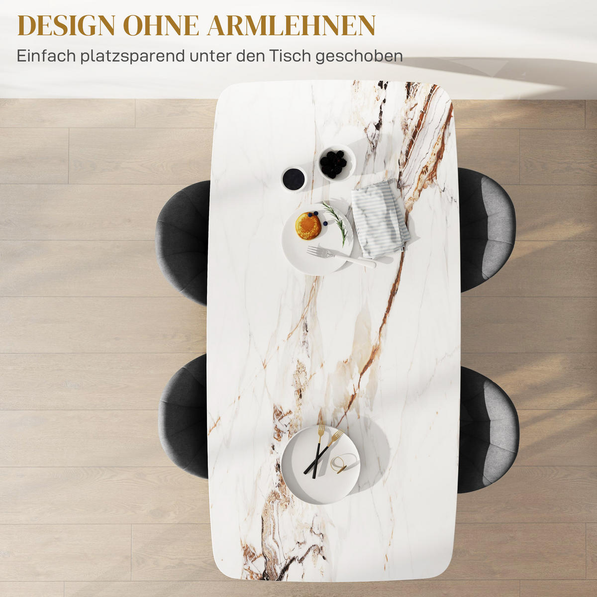 ESSZIMMERSTÜHLE 4er Set Küchenstuhl mit Samtoptik, Ergonomischer Rückenlehne - Dunkelgrau, Textil (52/79/54cm) - HOMCOM