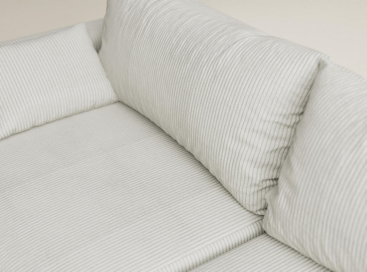 ECKSOFA MIT SCHLAFFUNKTION Leon Creme Samtstoff - Creme/Schwarz, Holz/Holzwerkstoff (239/148cm) - Maison de Reve