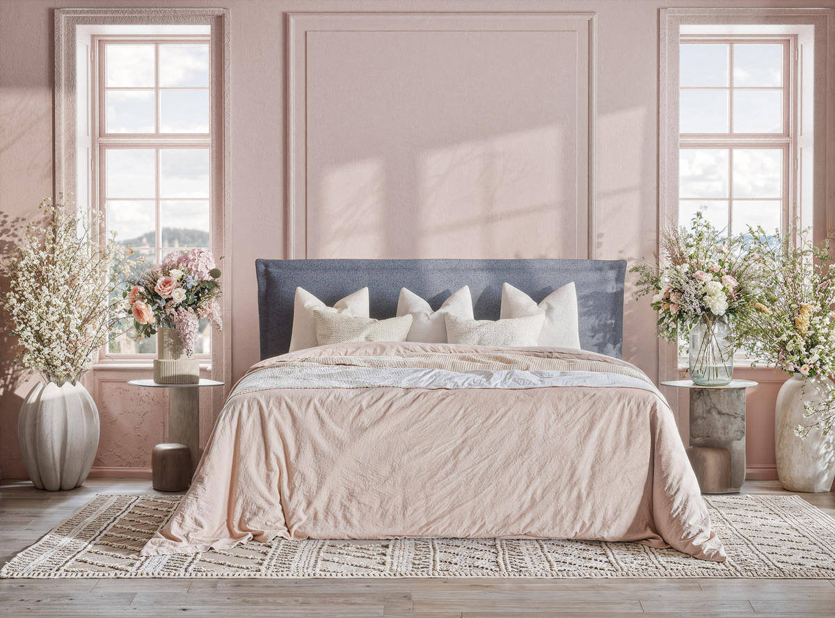 BOXBETT Saffron 180/200 cm, in Blau grau, Bettkasten, Matratze, Topper - Blaugrau/Schwarz, Holz/Holzwerkstoff (180/200cm) - Maison de Reve