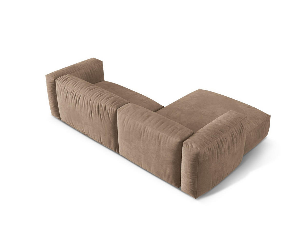 ECKSOFA modular links Martina aus Samt dunkelbeige 2 Sitzplätze - Mokka, Textil (176/283cm) - Micadoni