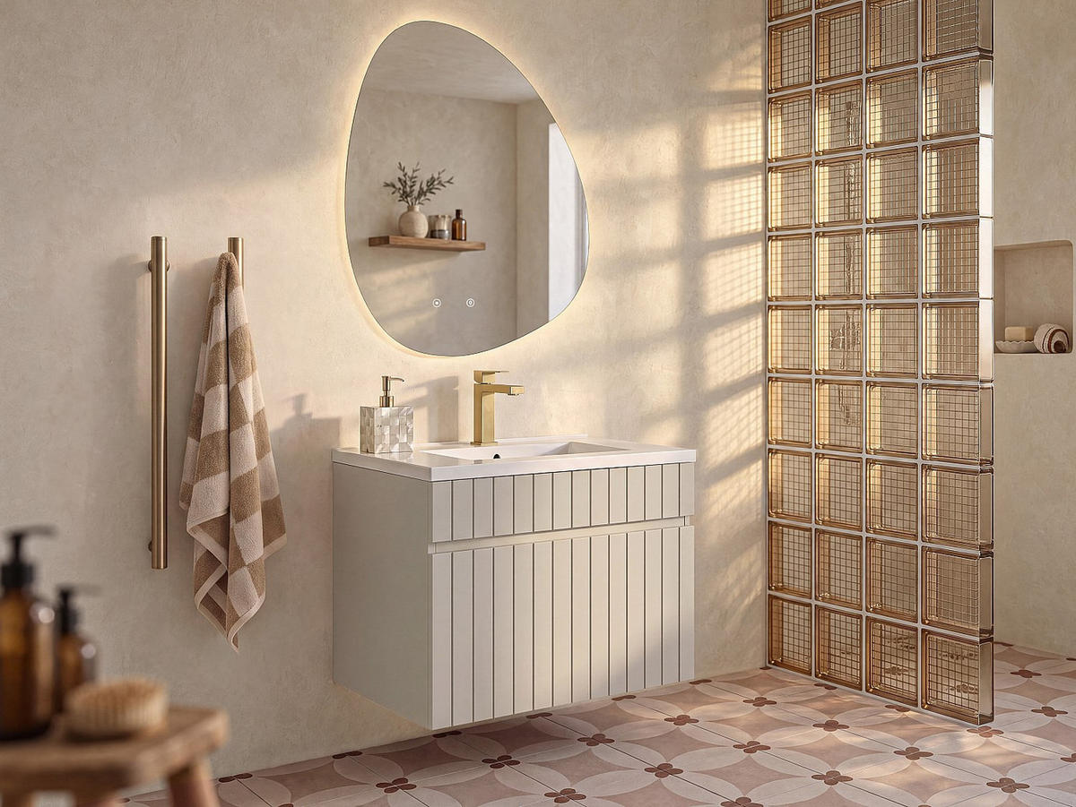 WASCHBECKENUNTERSCHRANK - 60 cm x 46 cm - holz - beige Satara - Beige, Holz (60/46/46cm) - Vente-Unique