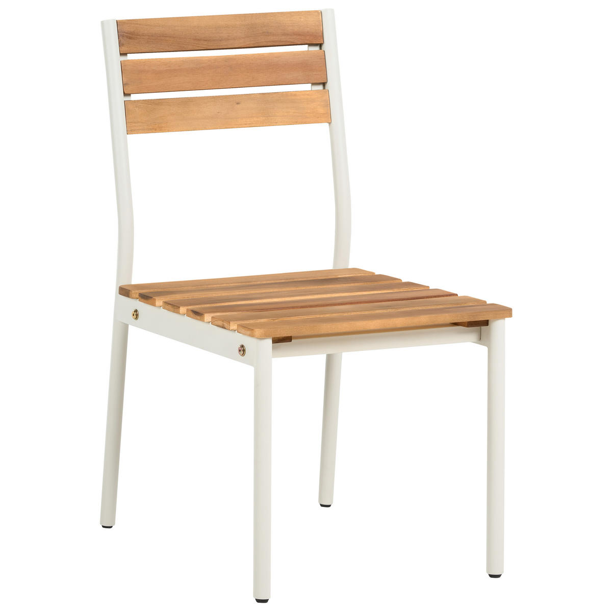 GARTENSTUHL 2er Set Akazienholz Braun Corricella - Creme, Holz (47/90/54cm) - Beliani