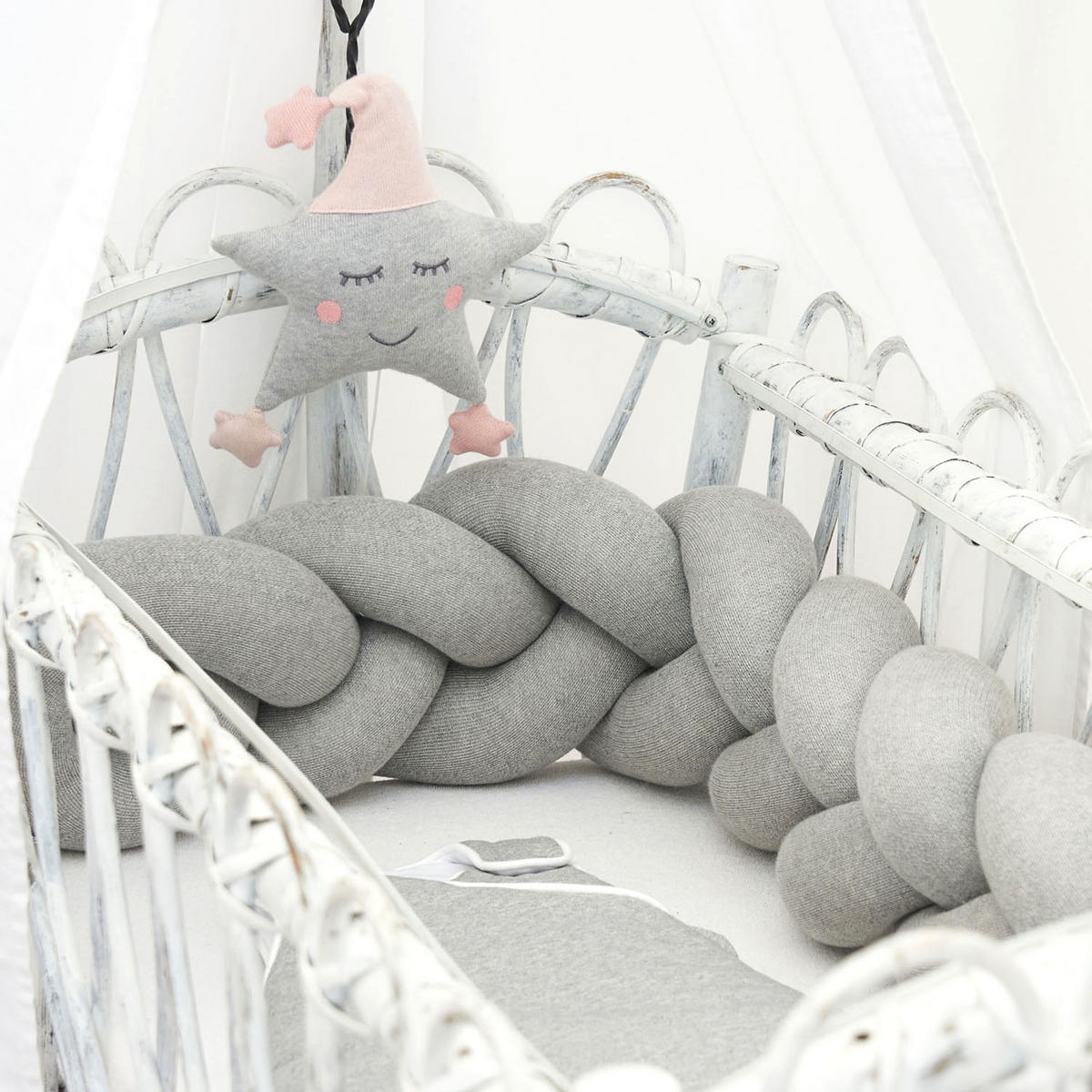 BETTSCHLANGE geflochten Grau Strick - Grau, Textil (17/200cm) - nordic coast company