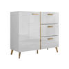 KOMMODE Picru 100 1D3SZ - Goldfarben/Weiß, Holzwerkstoff/Kunststoff (100/92/38cm) - MIRJAN24