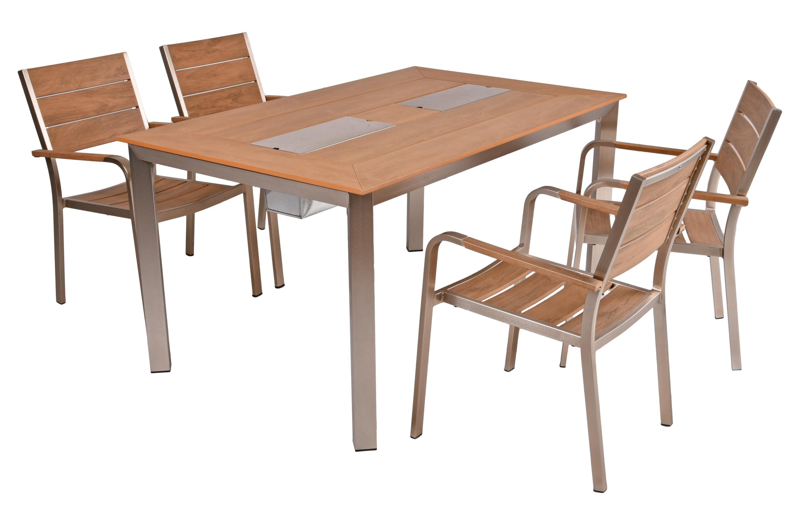 GARTENMÖBEL Set Frank 5-teilig Gartenmöbel-Set - Braun, Kunststoff - DELUKE