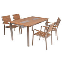 GARTENMÖBEL Set Frank 5-teilig Gartenmöbel-Set - Braun, Kunststoff - DELUKE