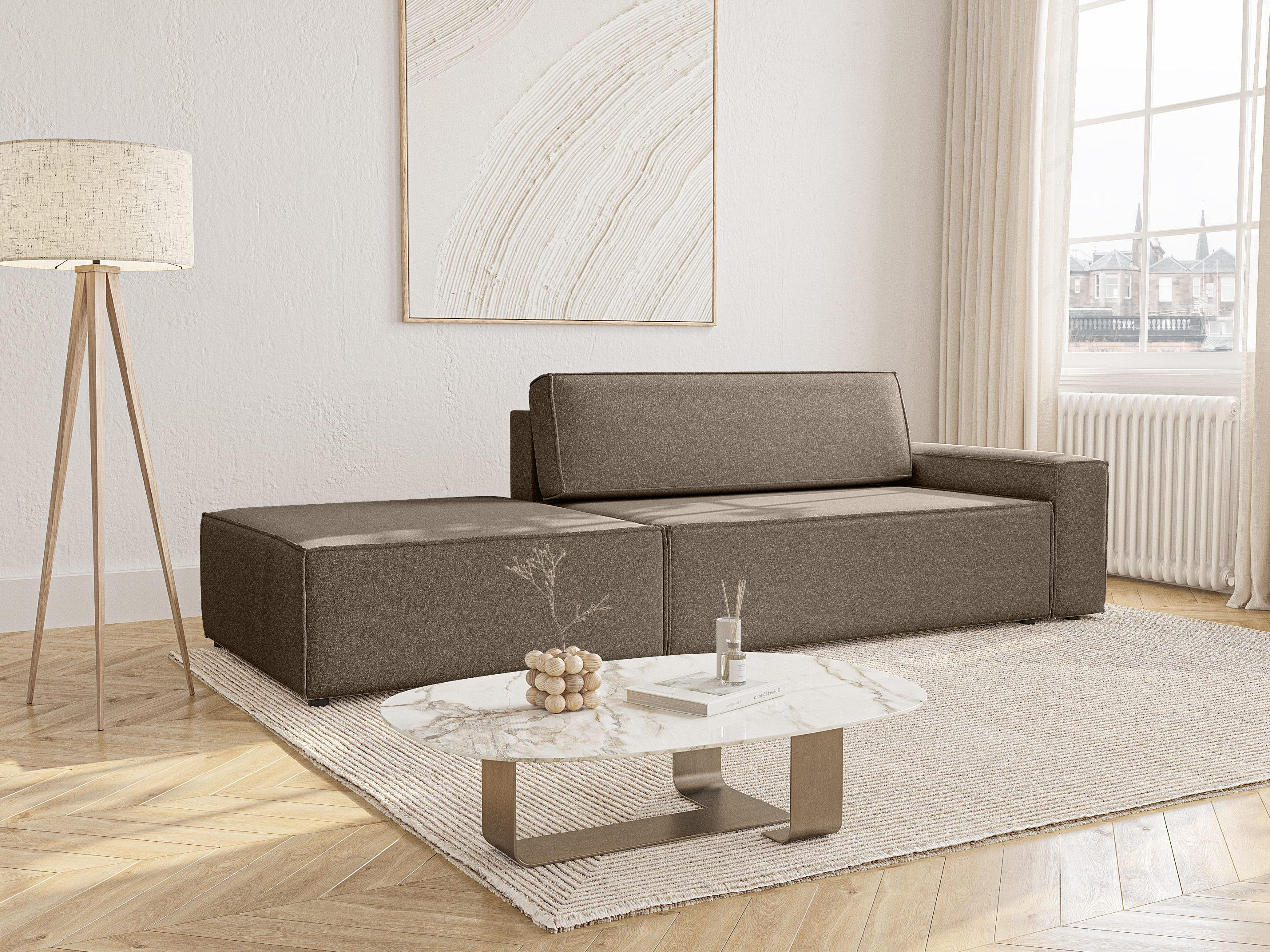 Thumbnail - Fedve Schlafsofa, Braun, Textil, L-Form, 263x70x100 cm, Wohnzimmer, Sofas & Couches, Schlafsofas