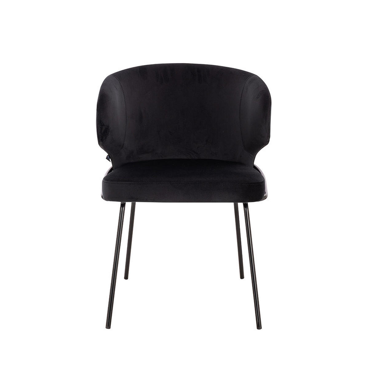 ESSZIMMERSTUHL AMARA - 4, Samt Schwarz - Schwarz, Kunststoff (55/79/59cm) - Home Deluxe