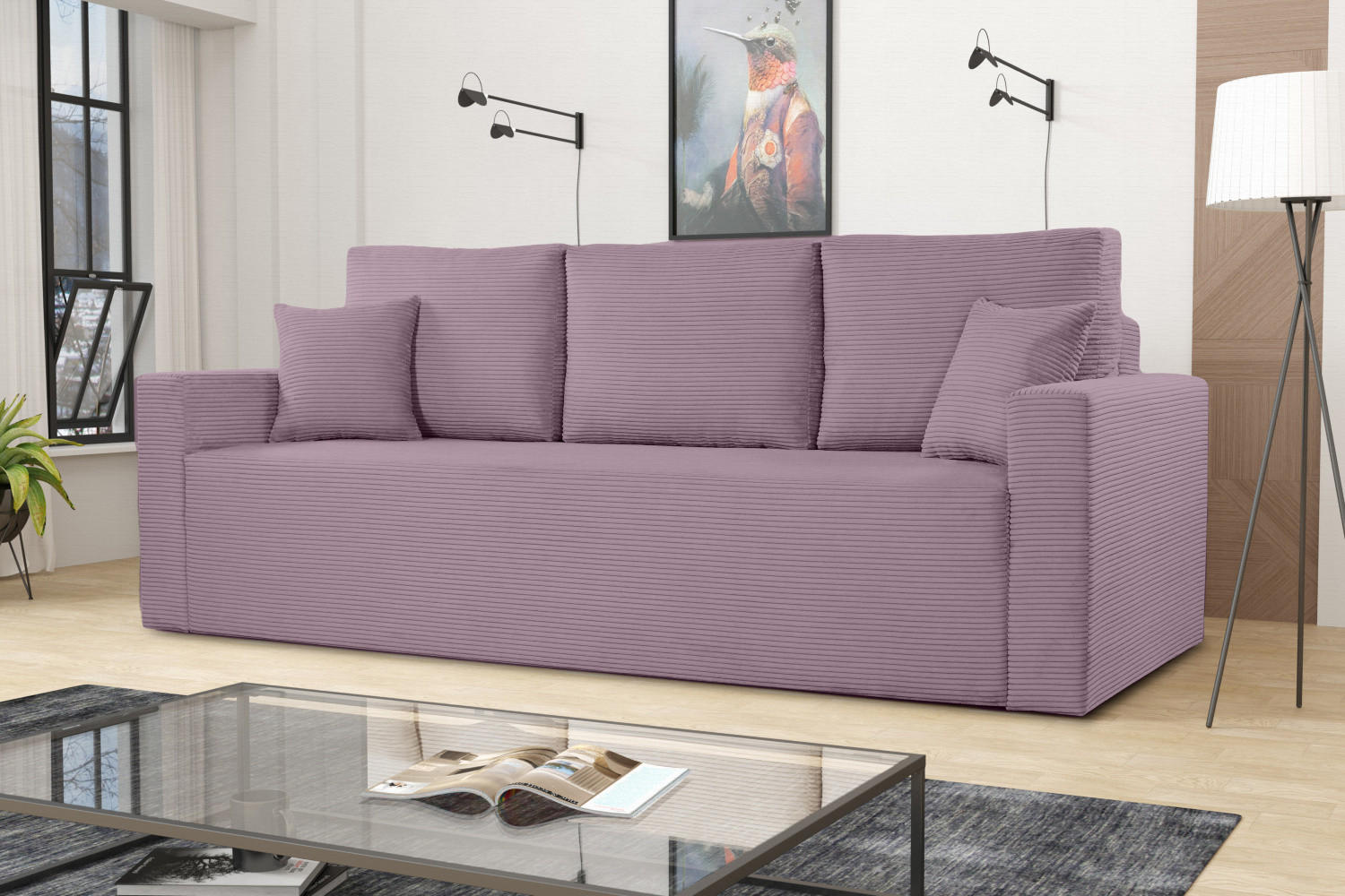 SCHLAFSOFA ZOOM Mit Bettkasten Stoff Zoom Lavende - Rosa, Holz/Textil (227/90/92cm) - Kaiser Möbel