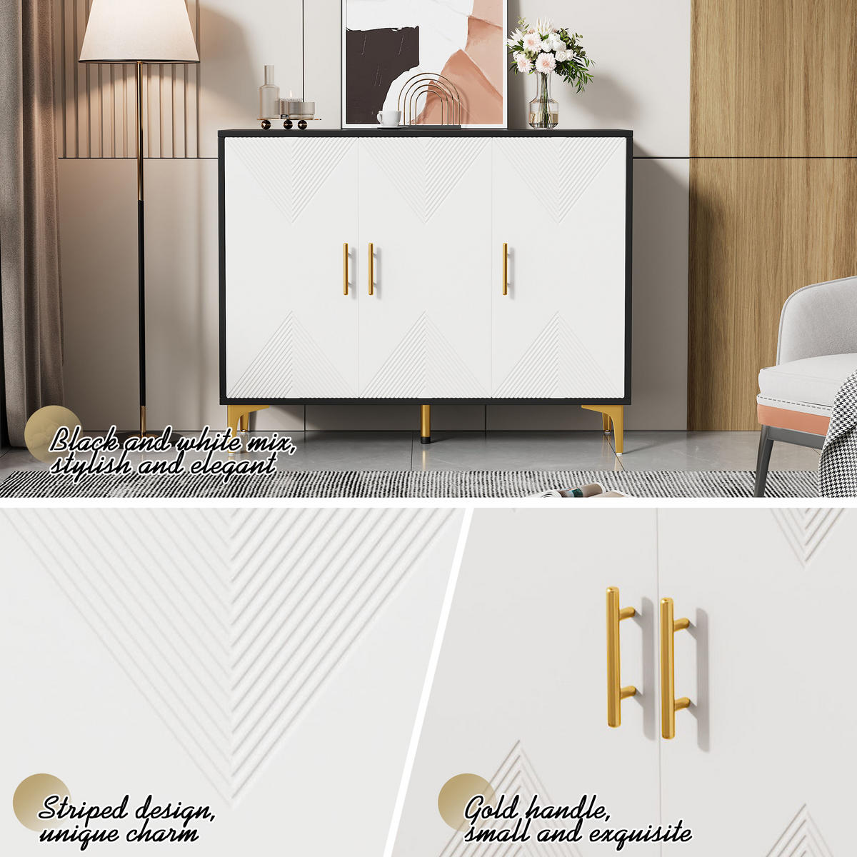 SIDEBOARD Black 120/40/88 CM - Schwarz, Holz (40/88/120cm) - Urban Meuble