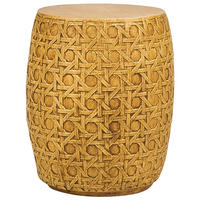 BEISTTELLTISCH Beton natürlich Rattan Optik rund 32 cm Sadole - Naturfarben, Stein (32/32/46cm) - Beliani