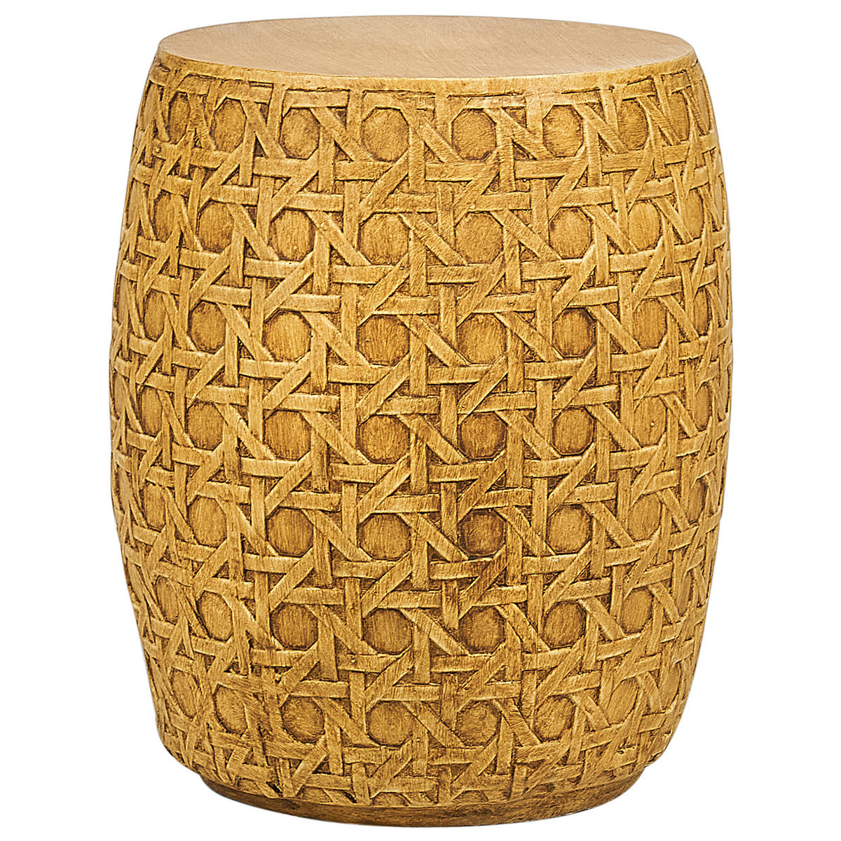 BEISTTELLTISCH Beton natürlich Rattan Optik rund 32 cm Sadole - Naturfarben, Stein (32/32/46cm) - Beliani
