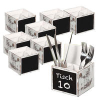 BESTECKBOX, 8 Stück, 3-fach Einteilung & Kreidetafel - Pappelholz - weiß rustikal - Weiß, Holz (12/10/12cm) - Kesper