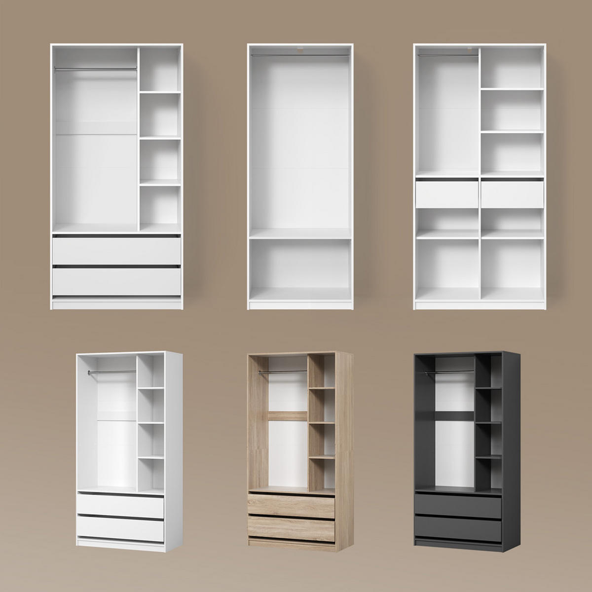 KINDERKLEIDERSCHRANK Trento Weiß 100 x 200 cm mit 2 Schubladen - Weiß, Holzwerkstoff (100/200/50cm) - Livinity®