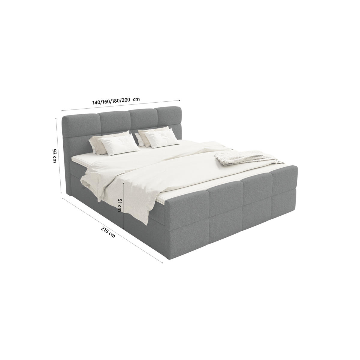 BOXSPRINGBETT ALZEA 180x200 cm, Schwarz - Schwarz, Textil (180/200cm) - Fedve