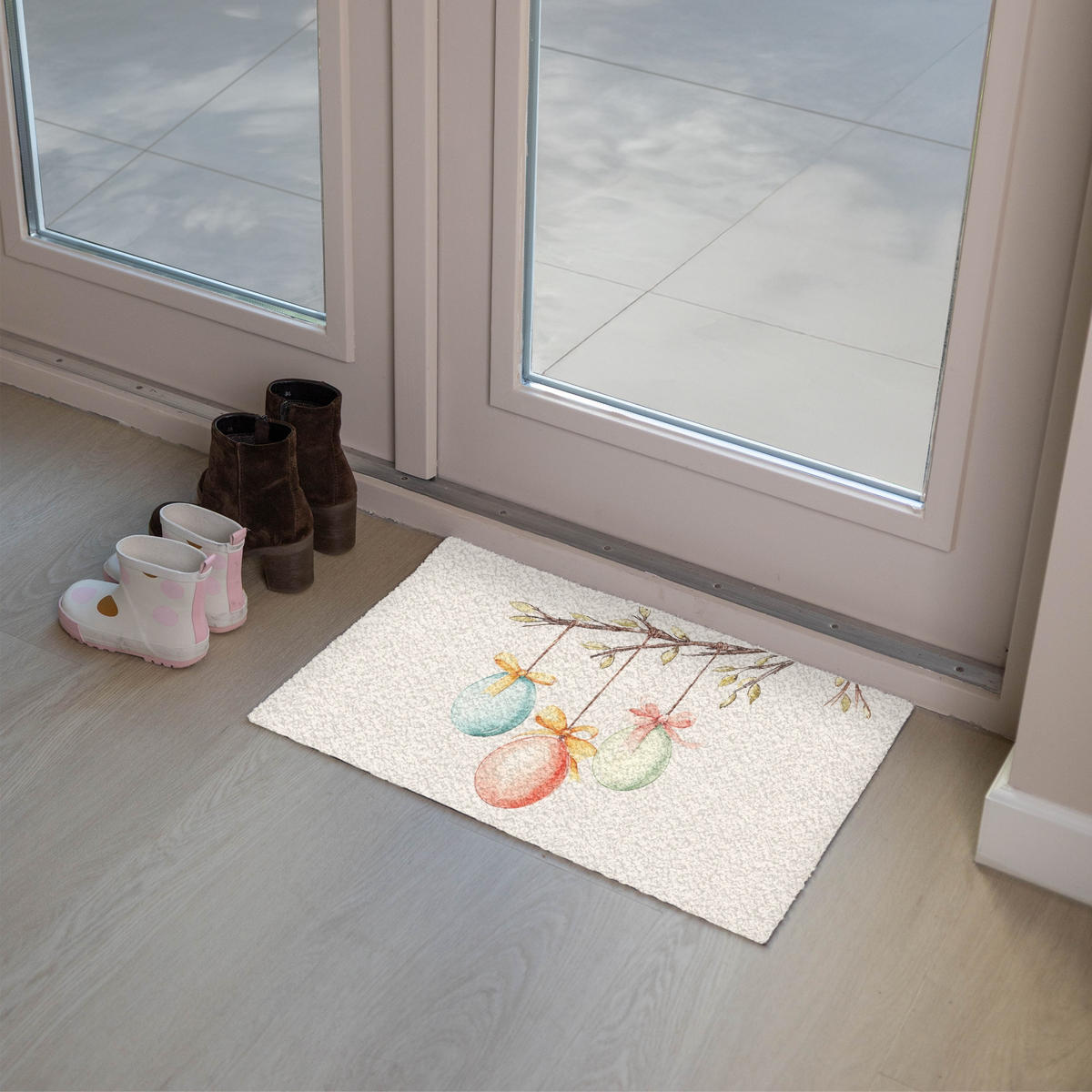 FUSSMATTE Osterkuchen - Schleife - Eier 60x40 cm - Creme, Kunststoff (40/60cm) - MuchoWow