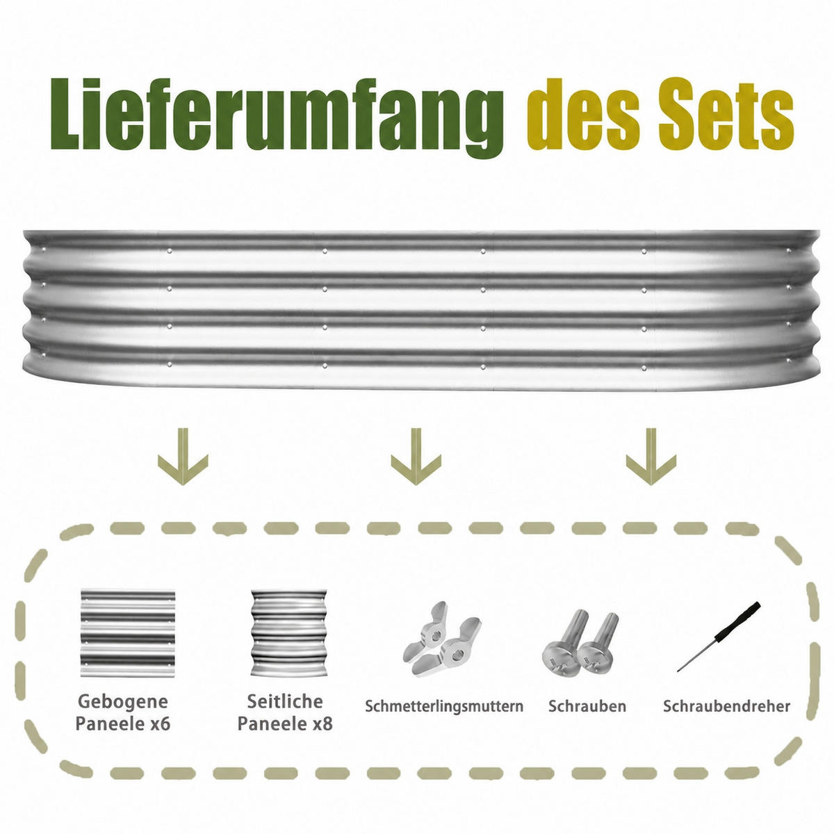 HOCHBEET 182.88/91.44/30.48 cm Silber Metall (2 Stück) - Silberfarben, Metall (91.5/30.5/182.9cm) - Oxeza
