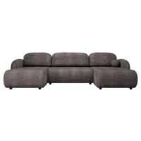 WOHNLANDSCHAFT Dream U - Schwarz/Braun, Holz/Kunststoff (318/88/160cm) - MIRJAN24