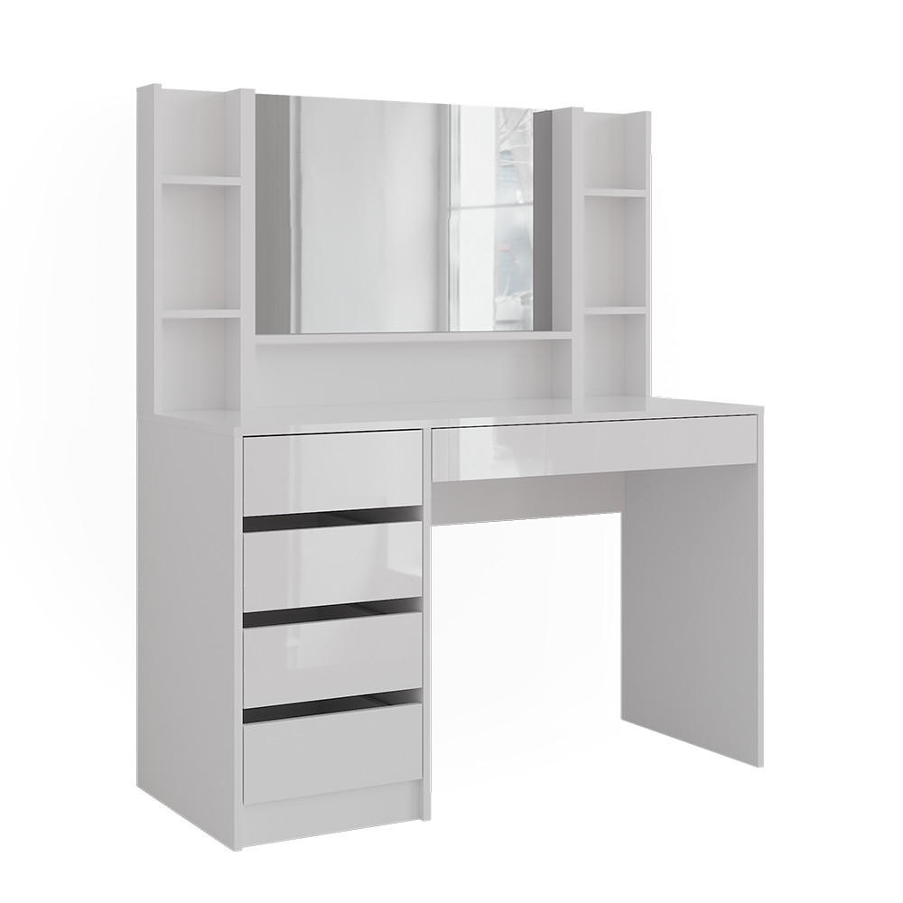 SCHMINKTISCH Sherry Weiß/Weiß Hochglanz 119.8 cm 4 Teile - Weiß Hochglanz, Holzwerkstoff (119.8/76/50.1cm) - Vicco