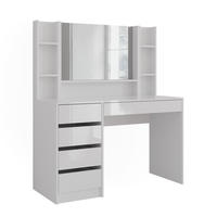 SCHMINKTISCH Sherry Weiß/Weiß Hochglanz 119.8 cm 4 Teile - Weiß Hochglanz, Holzwerkstoff (119.8/76/50.1cm) - Vicco