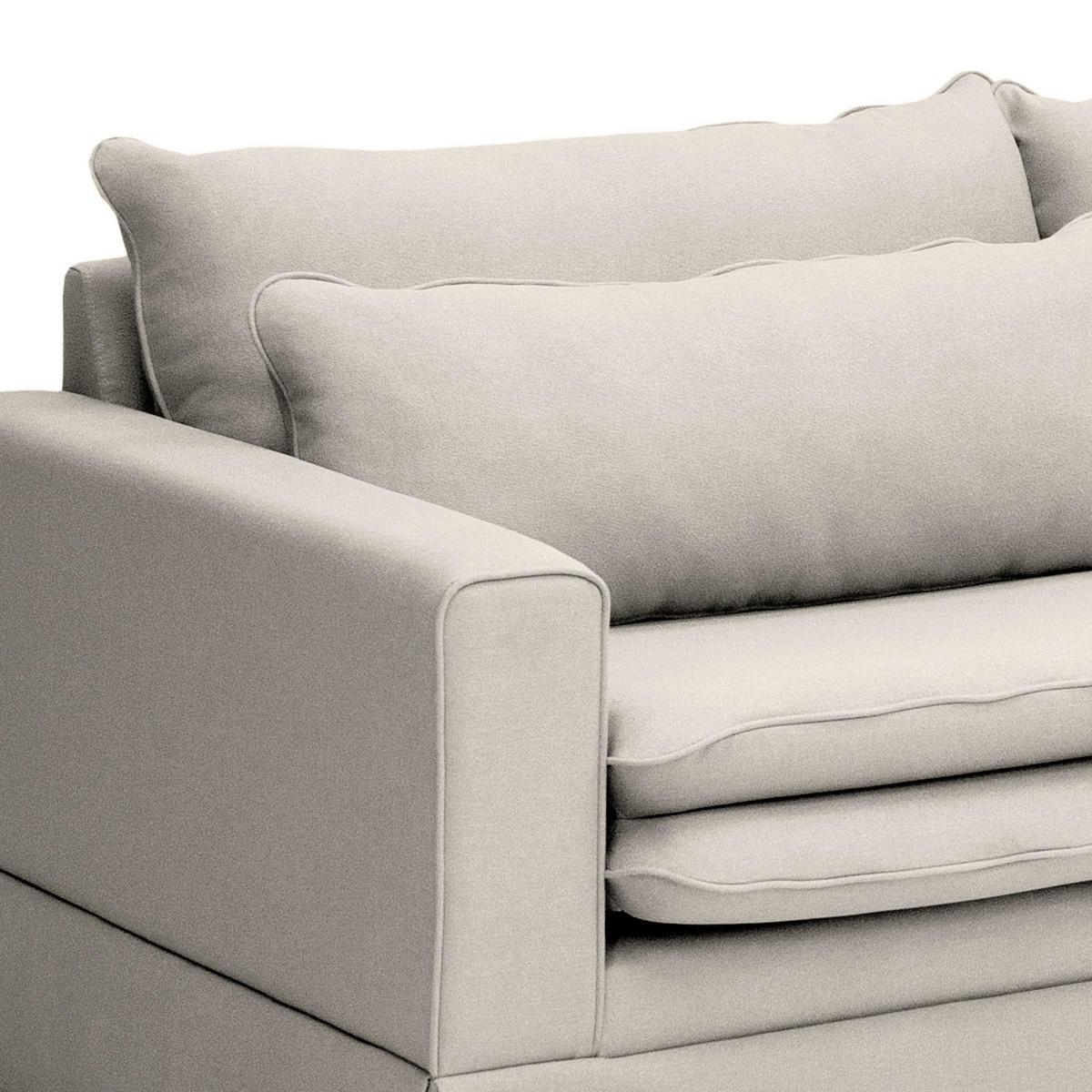 ECKSOFA mit Husse - Longchair, Webstoff - Hellgrau/Schwarz, Kunststoff/Textil (300/175cm) - home24