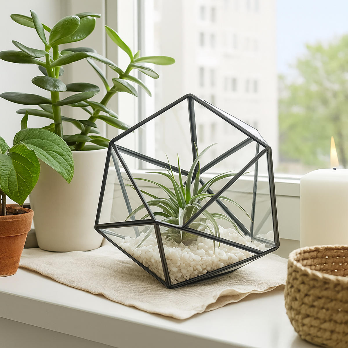 RASTLINNÉ terárium - priehľadné, kov/sklo (16cm) - Relaxdays