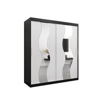 SCHWEBETÜRENSCHRANK 200/180/62 2-türig - Silberfarben/Schwarz, Holz/Kunststoff (180/200/62cm) - Abiks Möbel