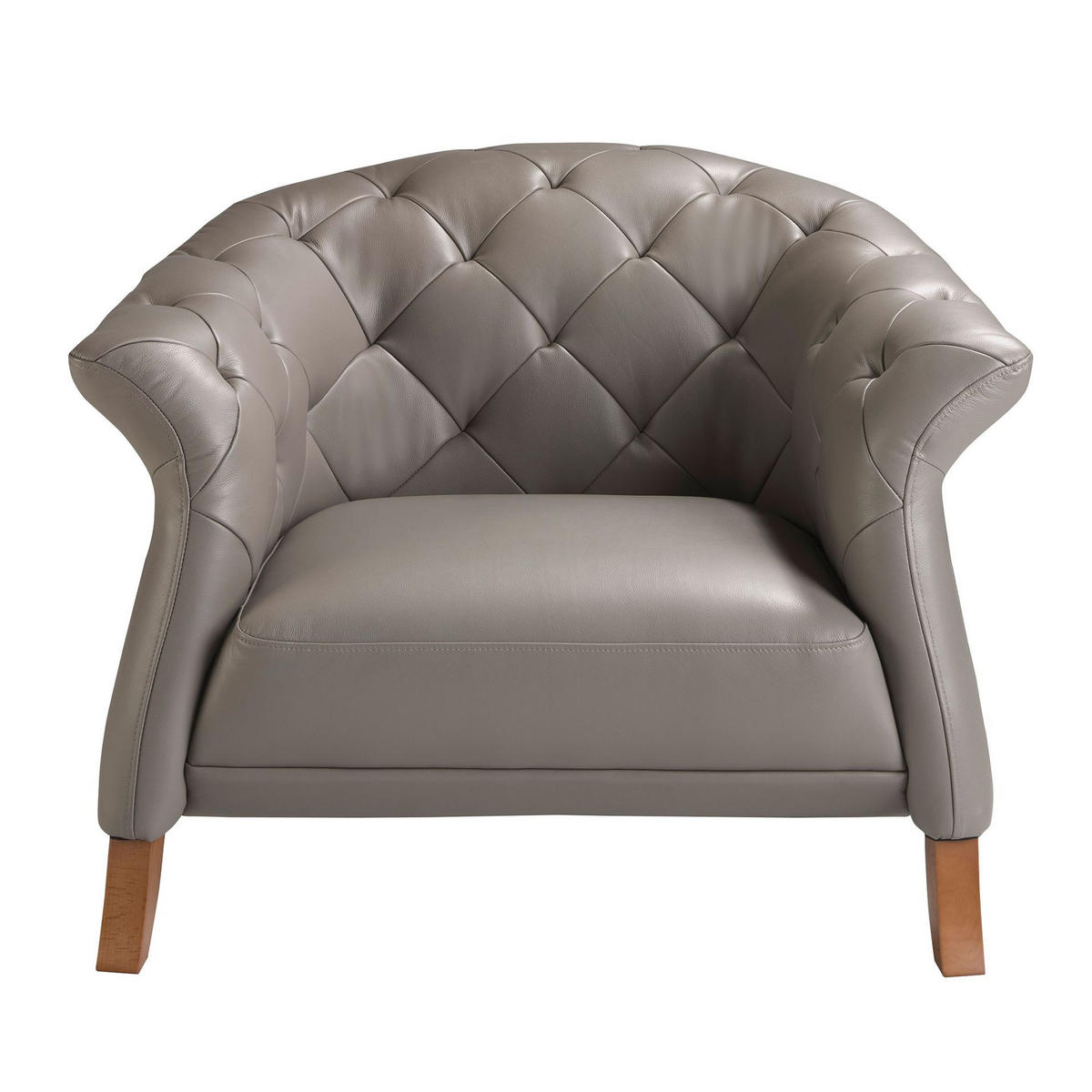 CHESTERFIELD-SESSEL Grauer Ledersessel 112/99/81 cm - Grau/Honig, Leder (112/81/99cm) - ANGEL CERDA