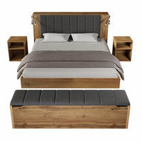 BETT 160/200 cm in Eiche mit Nachttischen, Bettbank und USB-Leselampen - Eichefarben, Holzwerkstoff (160/200cm) - Flora Grace