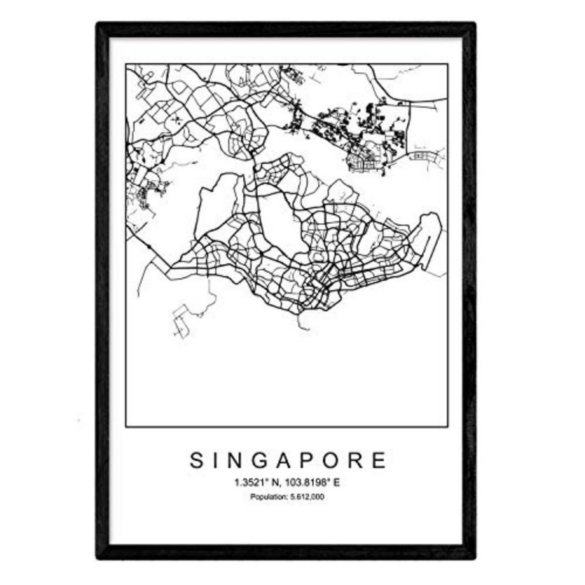 POSTER Singapur Nordischen Stil A4 Rahmenlos - Klar, Papier (29.7/5/21cm) - Nacnic