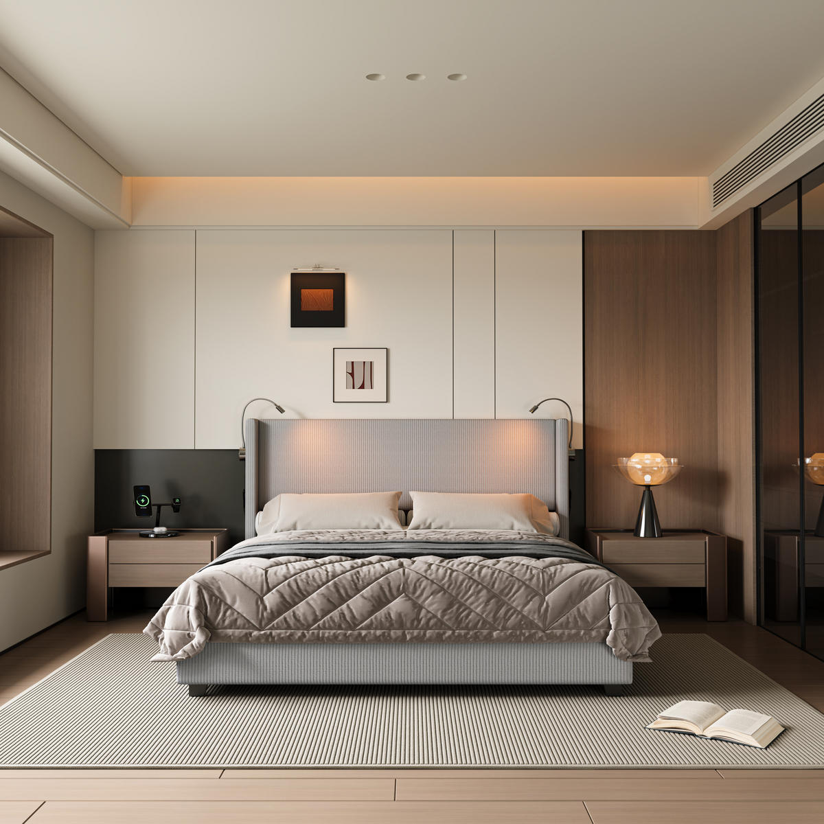 POLSTERBETT 140x200 cm Grau mit hydraulischem Stauraum, Doppelbett - Grau, Holz/Metall (140/200cm) - PARAFTA HOME